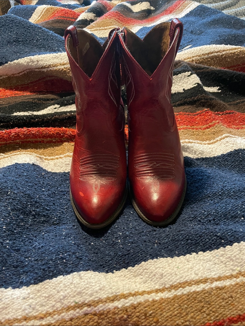 Ariat Red Leather Western Ankle Boots - Picture 2 of 7